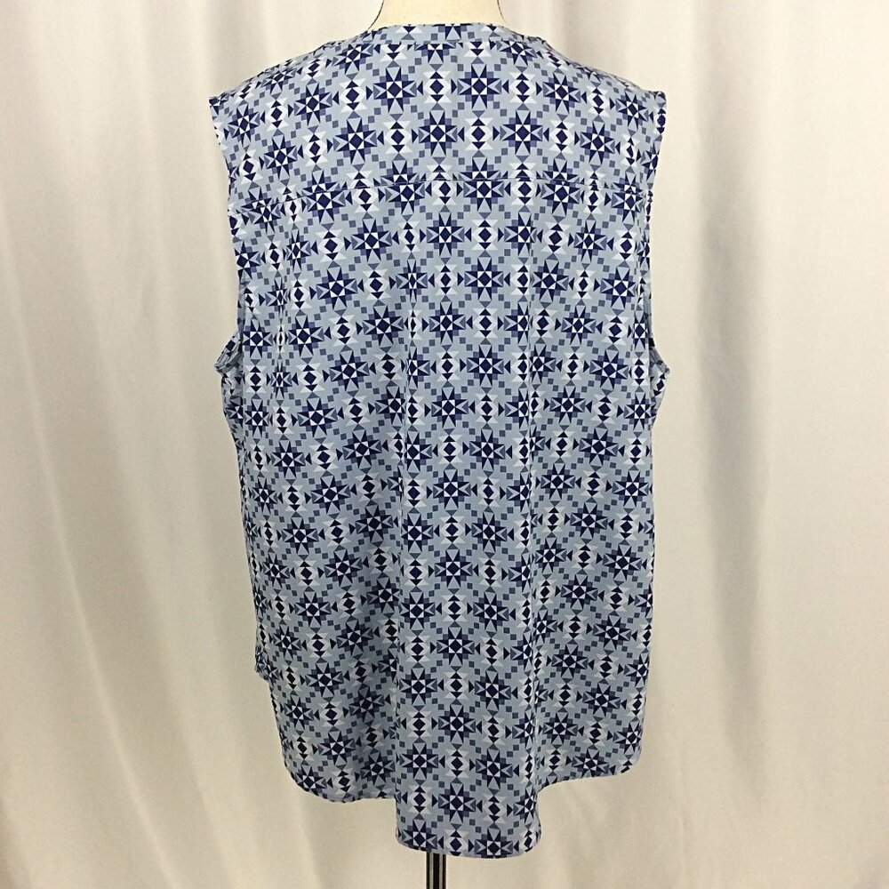 Eddie Bauer Escapelite Sleeveless Tank Top Womens Size 2XL Blue Aztec Travel - Picture 4 of 8